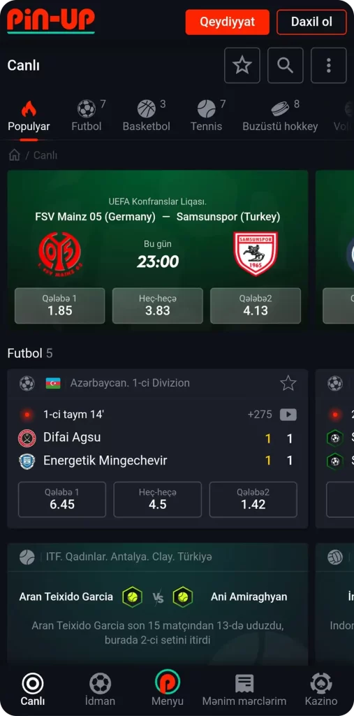 İdman mərcləri Pin-up